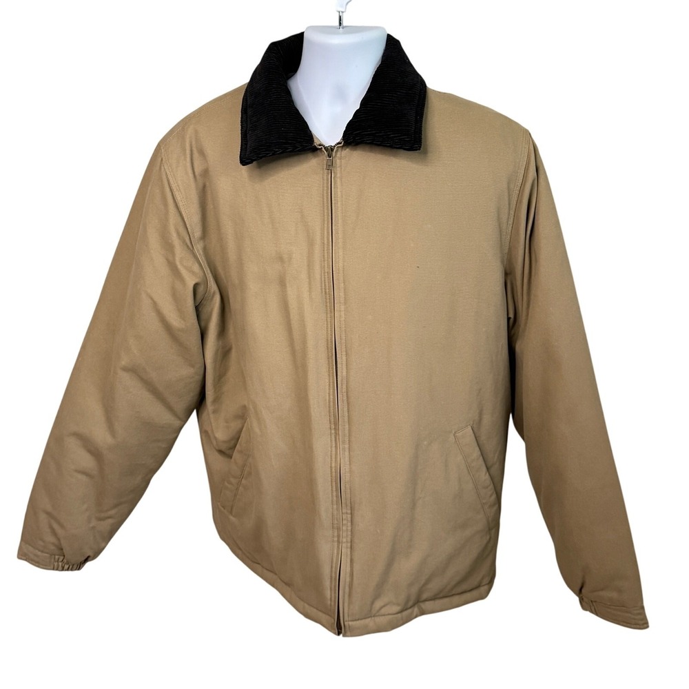 Dry‎ Creek Bomber Jacket Size L Corduroy Collar Full Zip Cotton Workwear Utility